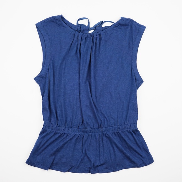 New BANANA REPUBLIC Size M Malibu Tie Back Slub Tank in Blue - Picture 3 of 5
